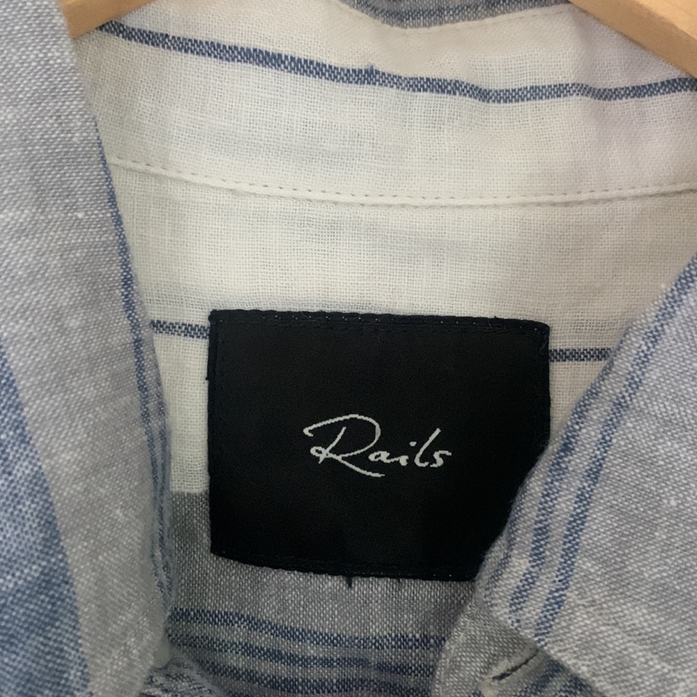 Rails Carson Natural Navy Stripe Button Up Shirt … - image 2